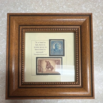 Jack Rabbit Studio Framed Theodore Roosevelt Collectible Stamps Wood Display