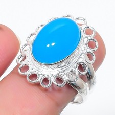 Blue Chalcedony Gemstone Handmade 925 Sterling Silver All Size Ring For Gift
