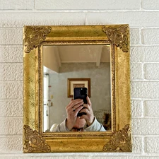 Vintage Ornate Gold Gild 11X14 HANGING Mirror