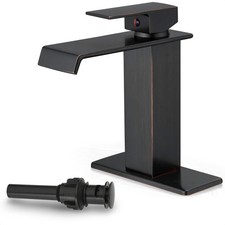 Oil Rubbed Bronze Bathroom Faucet Waterfall Faucet, Brass Single Handle Bathr...