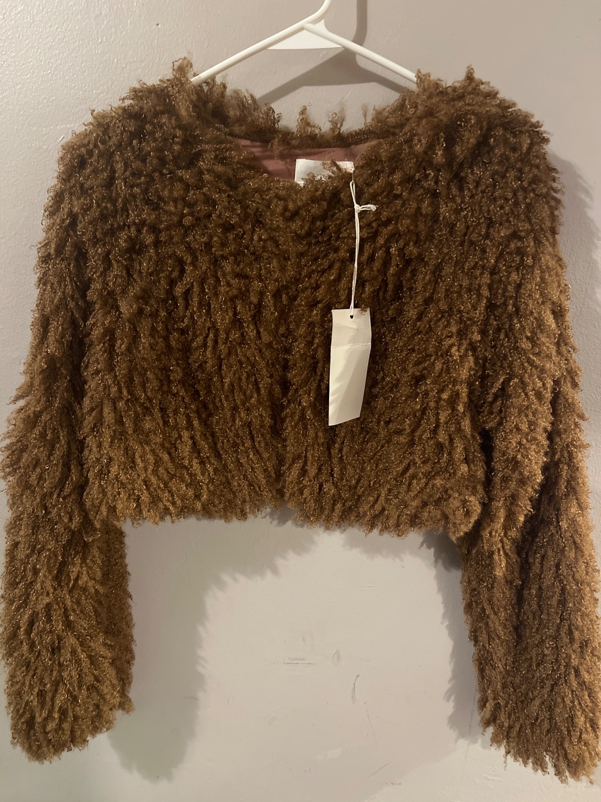 Cardigan sweater for women faux fur Shabby vintage size m/l brown-image