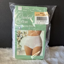 Vintage Sears Granny Panties 3 Pack Briefs White Combed Cotton Womens Size 9 NOS