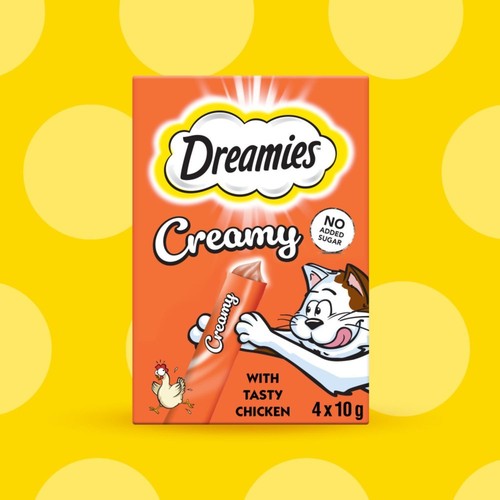 44 x 10g Dreamies Creamy Adult Cat & Kitten Treats with Tasty Chicken - Afbeelding 7 van 8