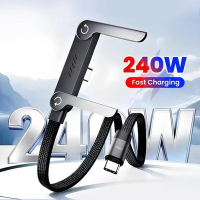 2-in-1 Invisible Holder Charger Cable 240W Fast Charging Cord with Phone Stand
