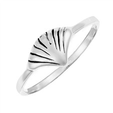 Silverly Sterling Silver Rings Cockle Seashell Shell Stackable Thin Band Ring