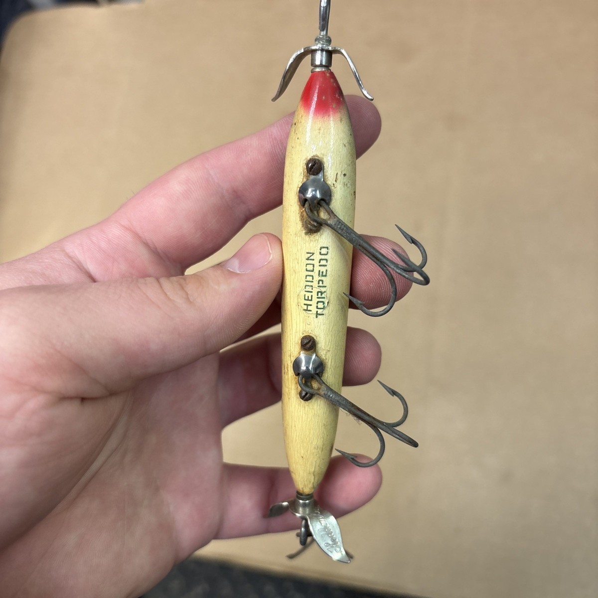 Peche A La Carpe Leurret De Pêche Vintage Heddon - Panneau En étain
