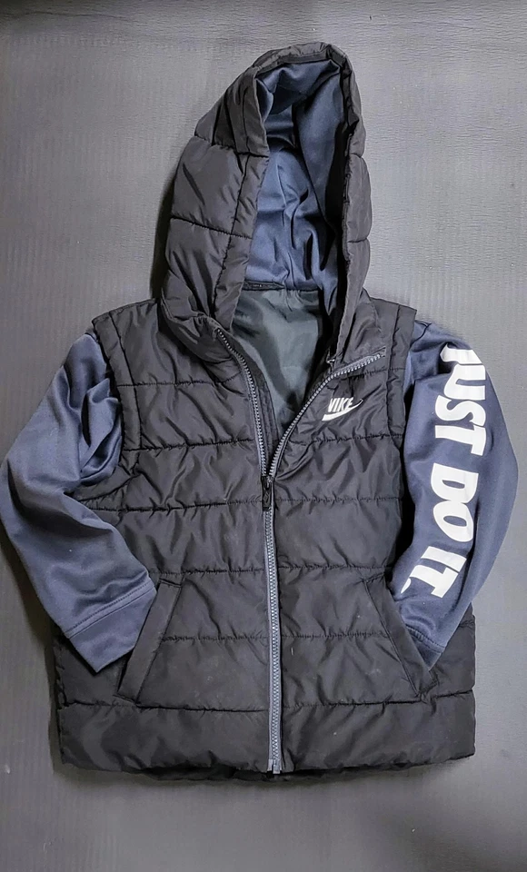 Nike Boys Puffer Jacket Boys Size 6-7 Large Coat Black Just Do It - 2 coats! - Image 4 of 4