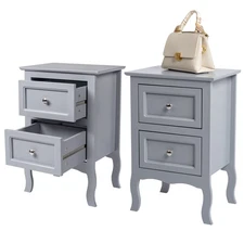 Set of 2 Nightstand End Table Bedroom Side Organizer Bedside Table W/ 2 Drawers