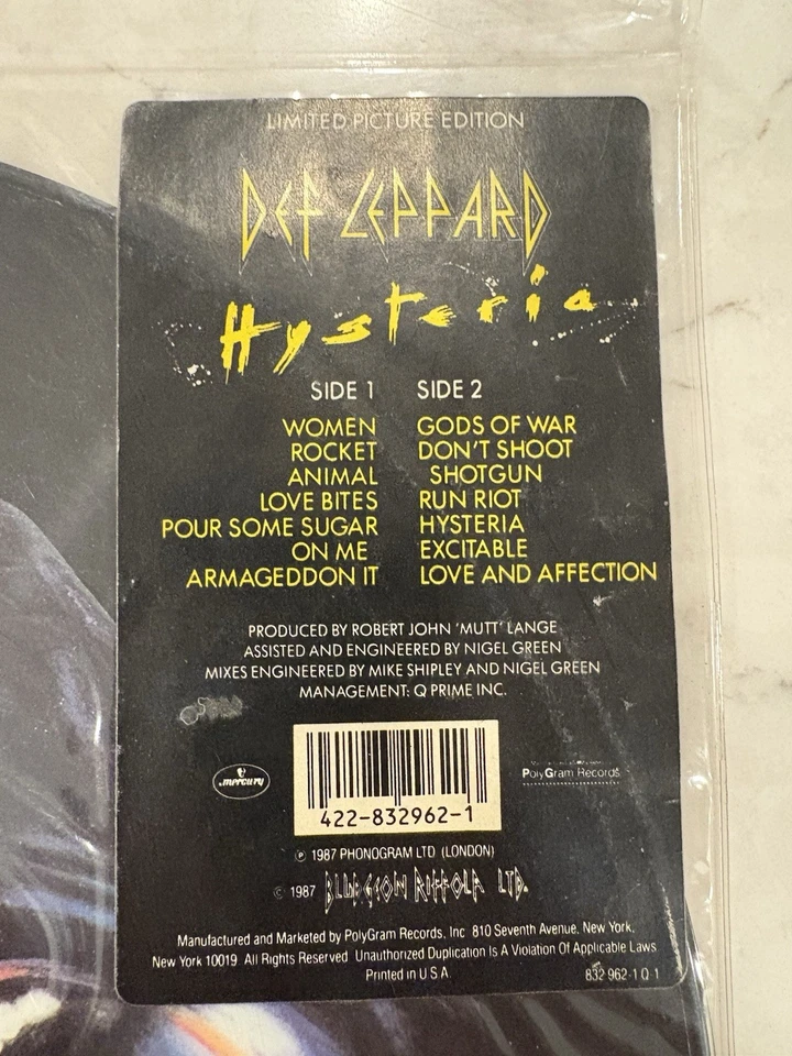 Def Leopard Limited Edition Hysteria Picture Disc Vinyl - Image 2 of 3