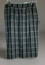 VALENTINO BOUTIQUE ITALY VINTAGE PLAID, FULLY LINED PENCIL SKIRT, SZ 12 EUC