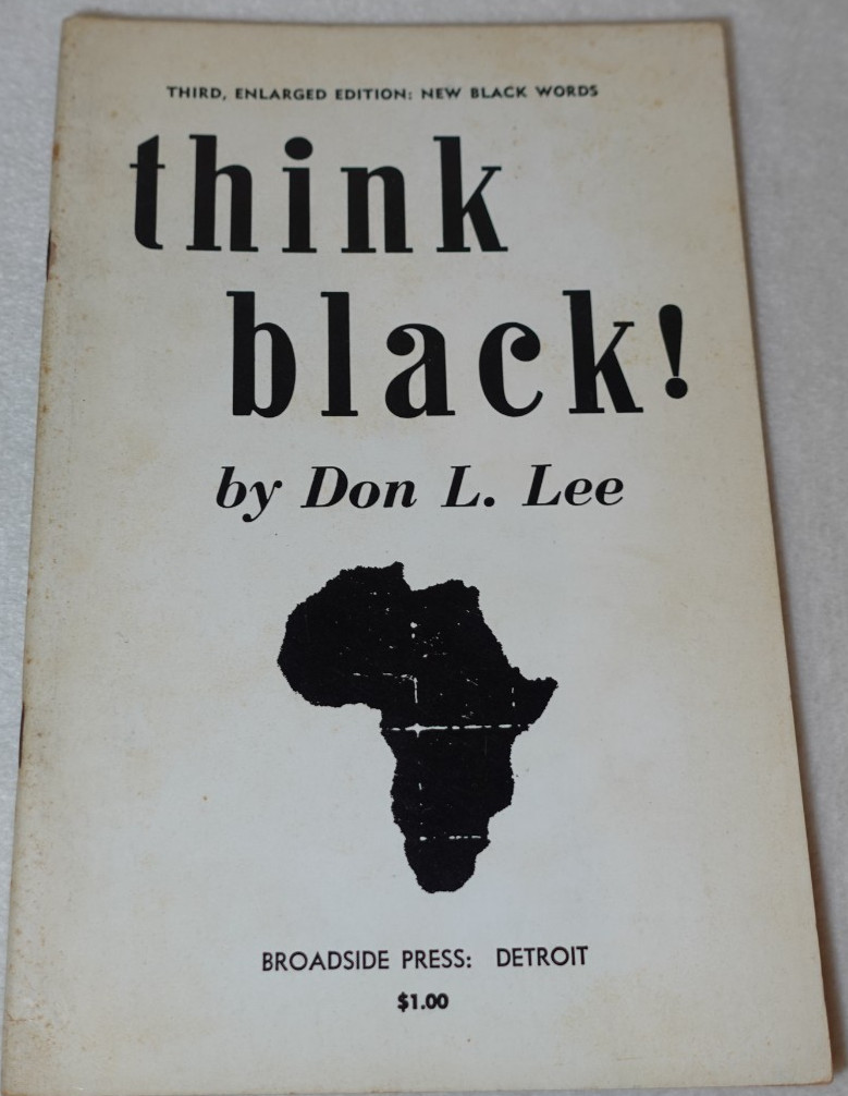 Think Black Don L. Lee 1969 Broadside Press Poetry Vintage Original Publication