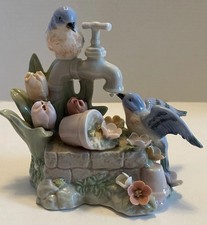 Vintage ,Cosmos Porcelain Bluebird Music Box ,Sango Movement Vintage 1999 .