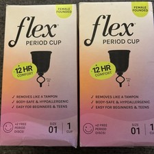 2 Cajas Flex Período Copa Menstrual Principiantes + 2 Discos Calce Ajustado Talla 01 Sellado