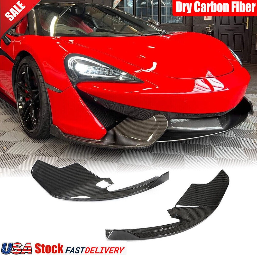 For McLaren 570S 570GT 2015-2020 Dry Carbon Fiber Front Bumper Splitters Canards