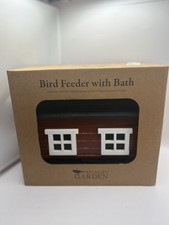 Red Barn Style Bird Feeder House Bath Small Birds Outdoor Hanging Garden Feeder