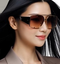 Womens Oversized Rectangular Designer Fashion Classic Mod Sunglasses Female New