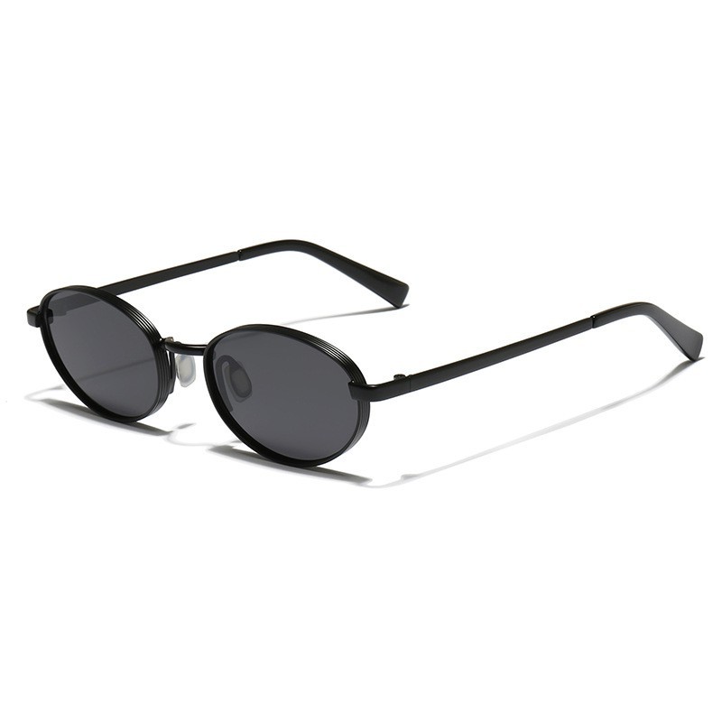 Oval Metal Frame Sunglasses Unisex UV400 Protection Outdoor Driving Eyewear