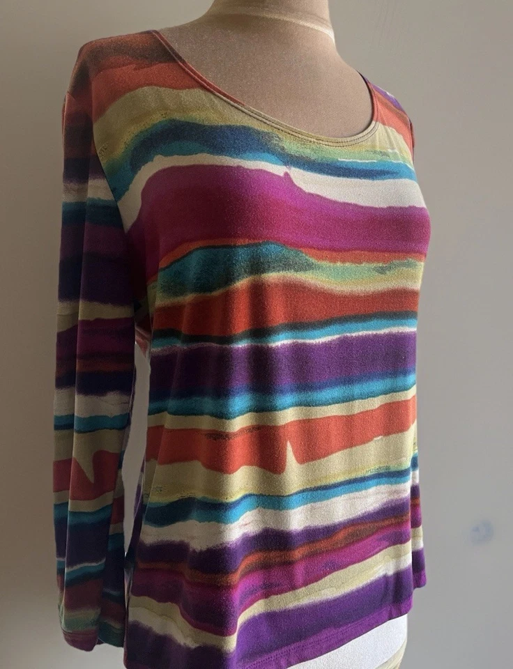 Top Y2K Rainbow Festival Suzie In The City Rayas Manga Larga Boho Tonos Joya Foto 2 de 4