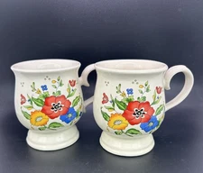 Set Of 2 Vintage Floral Mugs PROVINCIAL By Home Concepts Stoneware Mugs BN24