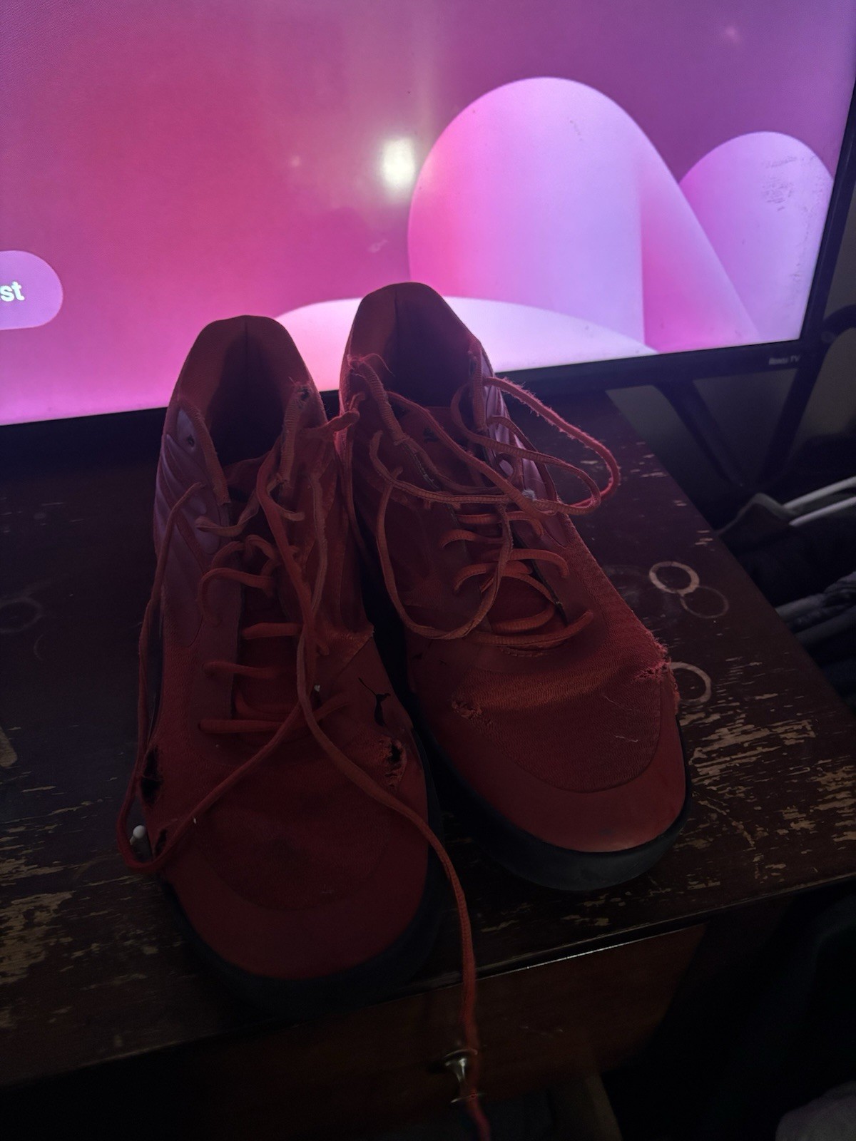 PUMA Red Black Solid Pattern Lace Up Low Top Athl… - image 3