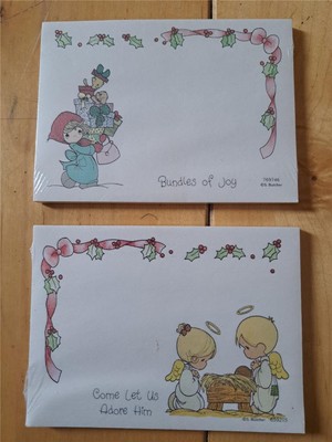 TWO PRECIOUS MOMENTS NEW PKGS CHRISTMAS POST IT NOTES NATIVITY ANGELS SHOPPING