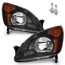 Pair Headlights Black For 2002-2004 Honda Cr-v Crv Sport Utility 4-door Wbulbs