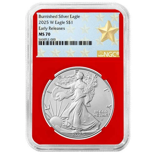 2025-W Burnished $1 American Silver Eagle NGC MS70 ER West Point Star Label R...