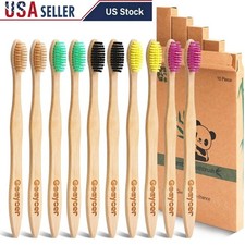 Eco Friendly Bamboo Toothbrushes Medium Firm Bristles Biodegradable Oral Care US