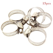 15 Pcs 3/4"-1" Stainless Steel Adjustable Drive Hose Clamps Fuel Line Worm Clip