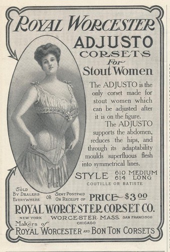 Magazine Ad - 1908 - Royal Worcester Corset Co., Worcester, MA - ADJUSTO