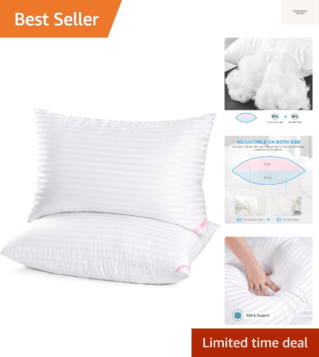 For Sleeping 2 Pack King Size，pillows For Side A...