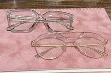 Clear Square Gold Aviator Full Rim Eyeglass Frames Set Unisex Adults