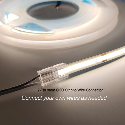 2 Pin 8mm COB Connector Kit (10 Pack) | Solderless Strip to Wire Adapter for ...
