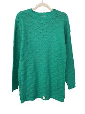 Vintage College Point Sweater Small Open Weave Pullover Teal Cozy Deadstock NEW