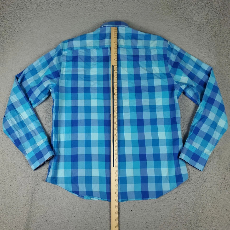 Bugatchi Shirt Mens Size Large Blue Check Shaped Fit Button Up Long Sleeve - Image 3 of 4