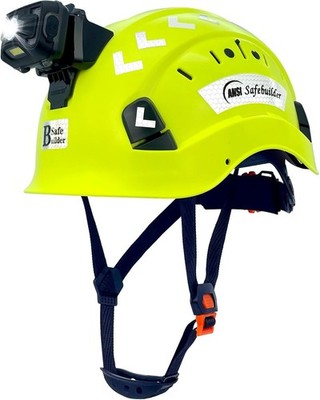 Casco de seguridad ala completa con linterna ventilado OSHA para hombres