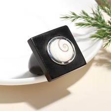 925 Sterling Silver Square Shell Statement Ring for Women Gift