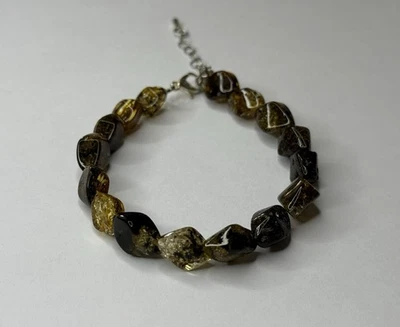 GENUINE GREENISH AMBER Stone Beaded Bracelet.Baltic Amber Stone jewelry Bracelet - Image 1 of 4