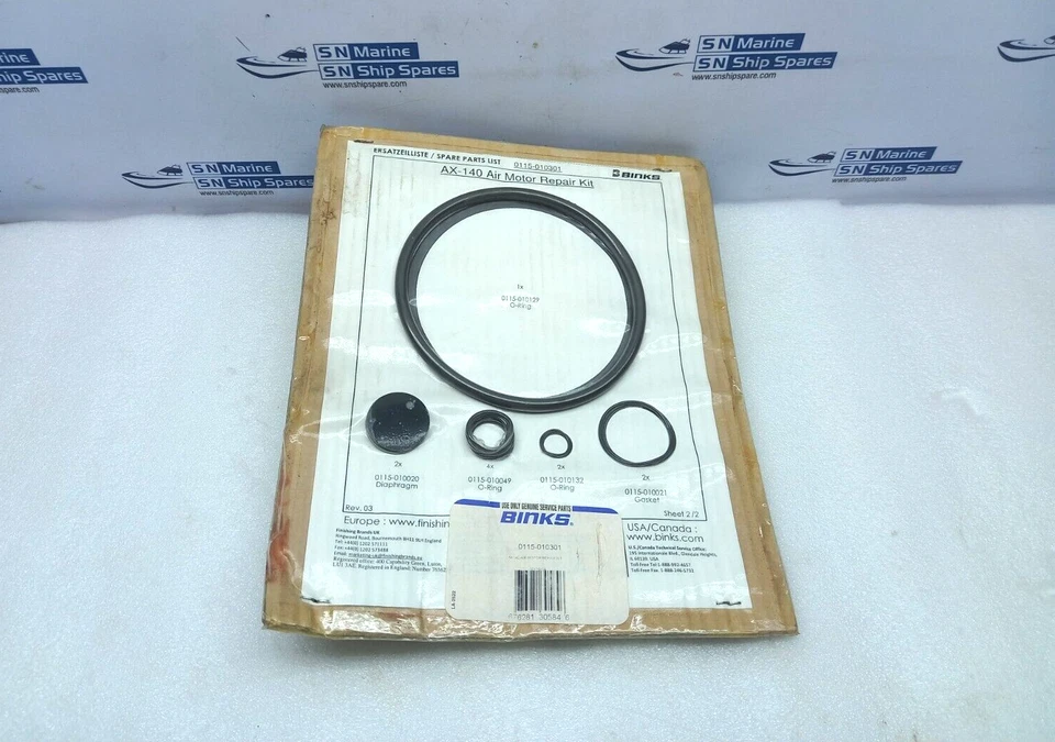 Binks 0115-010301 AX-140 Air Motor Repair Kit (1) - Image 2 of 4