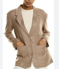 Monrow Linen Blend Oversized Blazer Size Xs Tan Lightweight E