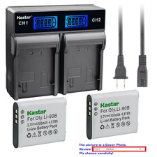 Kastar Battery LCD Rapid Charger for Olympus Li-90B 92B 90C Olympus Stylus SH-1