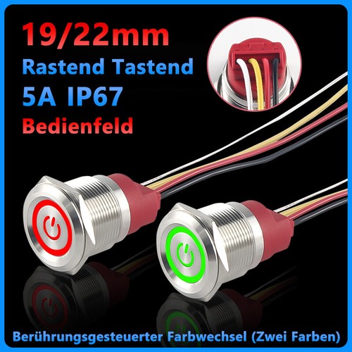 19/22mm LED Druckschalter Drucktaster Tastend Rastend Sensor Panel Wasserdicht - Picture 1 of 13