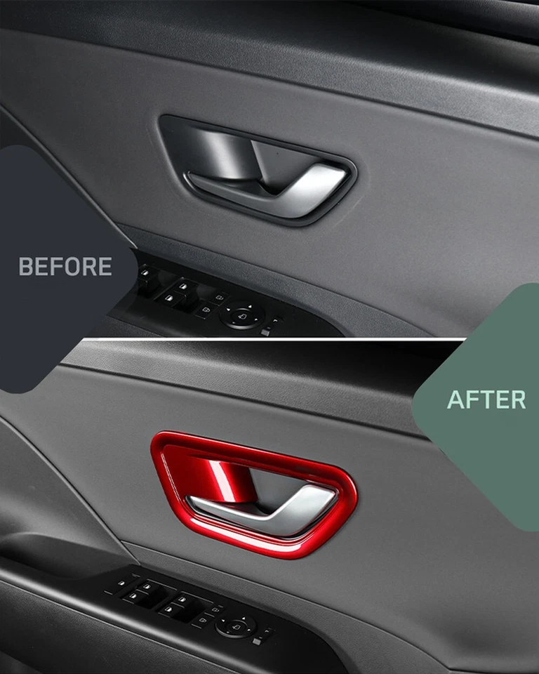 4pcs Gloss Red Inner Door Handle Bowl Cover Trim for Hyundai Kona SX2 2023-2025 - image 3 of 4