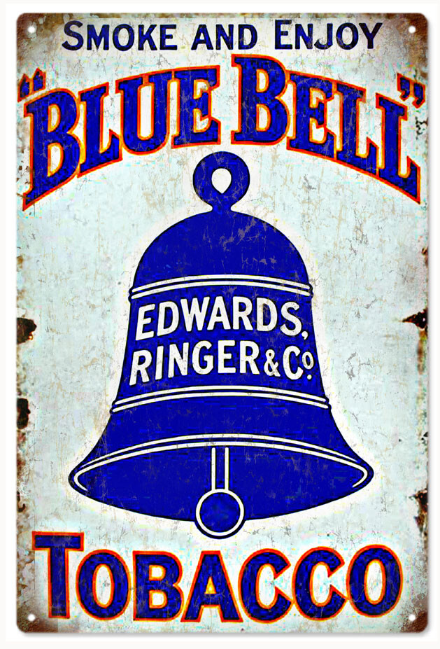 Vintage Style Metal Sign Blue Bell Tobacco 12x18