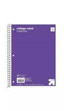 Set Of 2 -College Ruled Purple FlexiblePaperboard Cover Spiral Notebook - Up up 