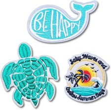 Patches, Appliques, Iron-on Patches, Embroidered, Tropical Whale, Sea, Turtle 