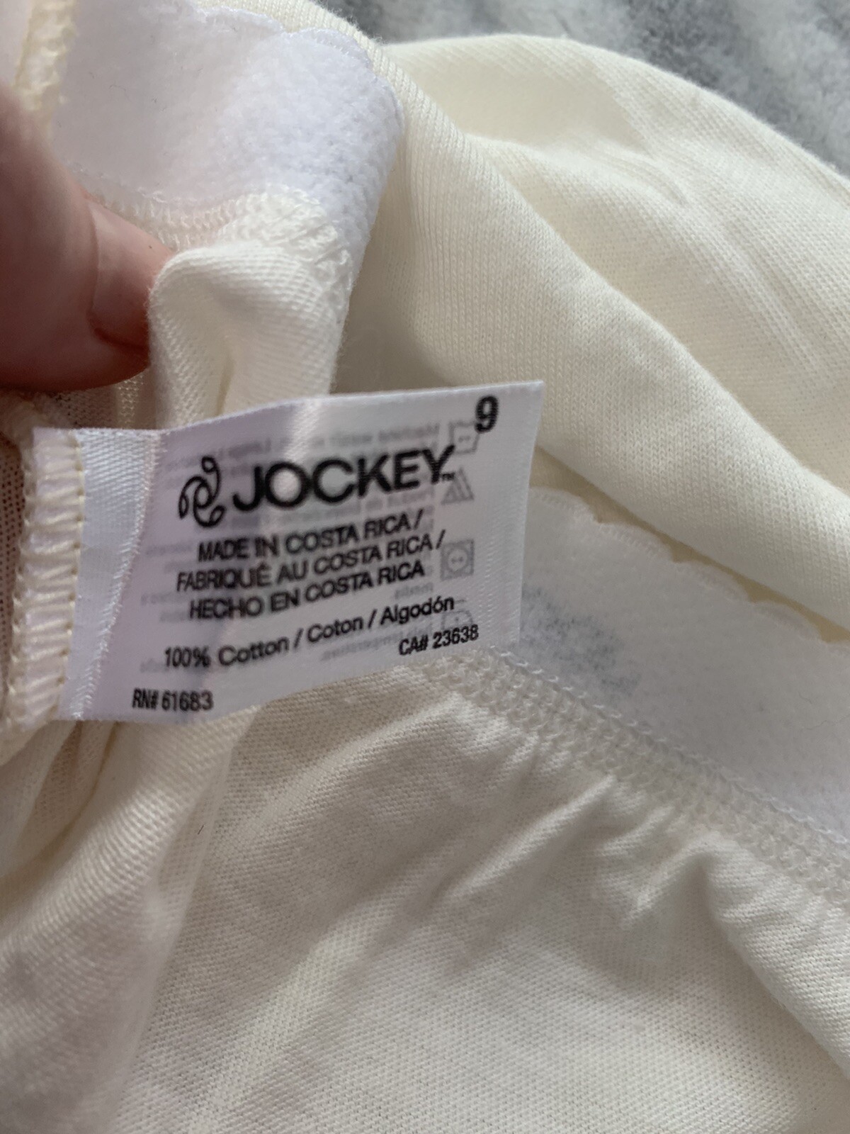 Vtg JOCKEY Panties Logo Band Waistband Ivory Cotton H… Gem