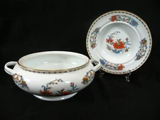Raynaud Ceralene Vieux Limoges Round Covered Serving Bowl & Muffin Dish No Lids