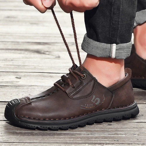 Herren Weiches Leder Freizeitschuhe Mode Fahrschuhe Flache Halbschuhe Mokassins - Bild 7 von 23