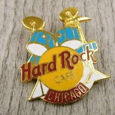 Hard Rock Café Collectible Drum Set Chicago Illinois USA Blue Red White Pin